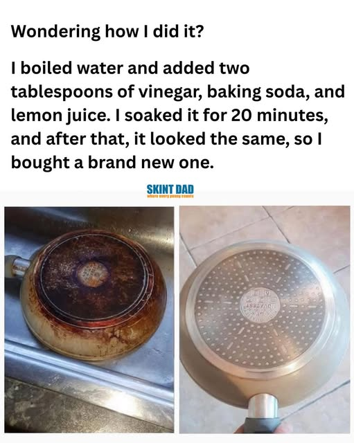 Wondering how I did it? | boiled water and added two tablespoons of vinegar, baking soda, and lemon juice. | soaked it for 20 minutes, and after that, it looked the same, so | bought a brand new one.