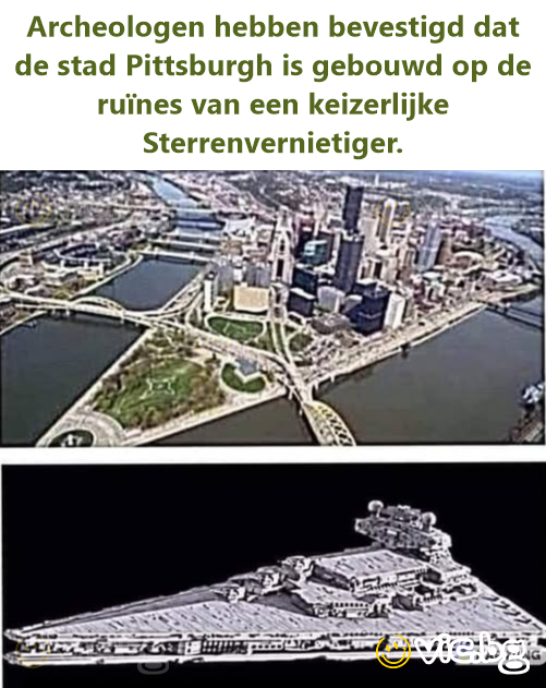 Archeologen hebben bevestigd dat de stad Pittsburgh is gebouwd op de ruïnes van een keizerlijke Sterrenvernietiger.