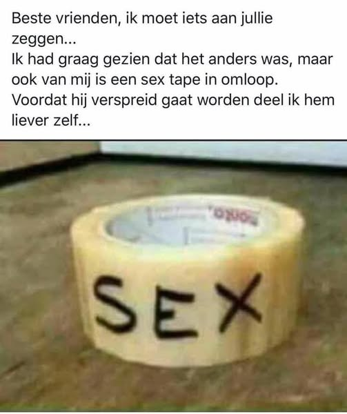 Beste vrienden, ik moet iets aan jullie zeggen… Ik had graag gezien dat het anders was, maar ook van mij is een sex tape in omloop. Voordat hij verspreid gaat worden deel ik he liever zelf…