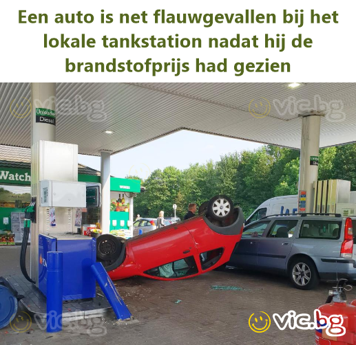 Een auto is net flauwgevallen bij het lokale tankstation nadat hij de brandstofprijs had gezien