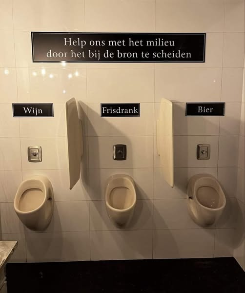 Help ons met het milieudoor het bij de bron te scheiden	 Wijn,Frisdrank,Bier