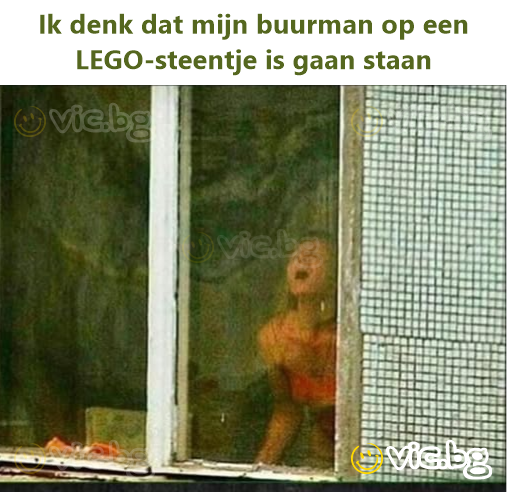Ik denk dat mijn buurman op een LEGO-steentje is gaan staan
