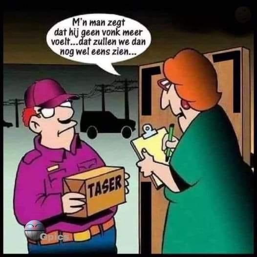 M'n man zegt dat hij geen vonk meer voelt... Dat zullen we dan nog wel eens zien...