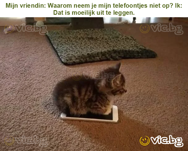 Mijn vriendin: Waarom neem je mijn telefoontjes niet op? Ik: Dat is moeilijk uit te leggen.