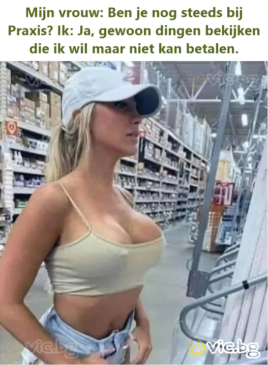 Mijn vrouw: Ben je nog steeds bij Praxis? Ik: Ja, gewoon dingen bekijken die ik wil maar niet kan betalen.