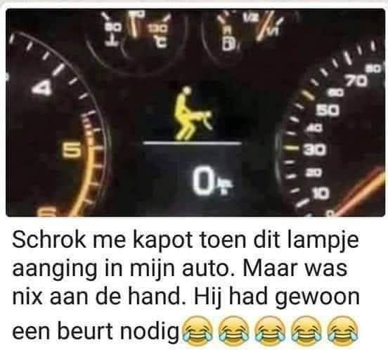 Schrok me kapot toen dit lampje aanging in mijn auto.  Maar was nix aan de hand.  Hij had gewoon een beurt nodig