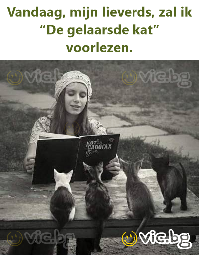 Vandaag, mijn lieverds, zal ik “De gelaarsde kat” voorlezen.