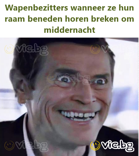 Wapenbezitters wanneer ze hun raam beneden horen breken om middernacht