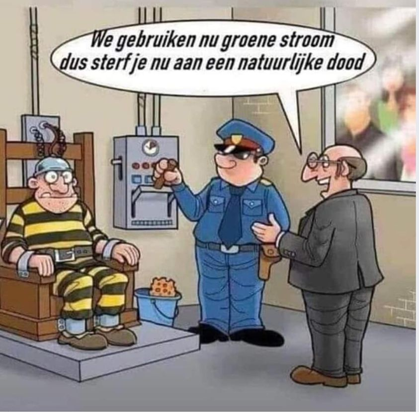 We gebruiken nu groene stroom dus sterf je nu aan een natuurlijke dood