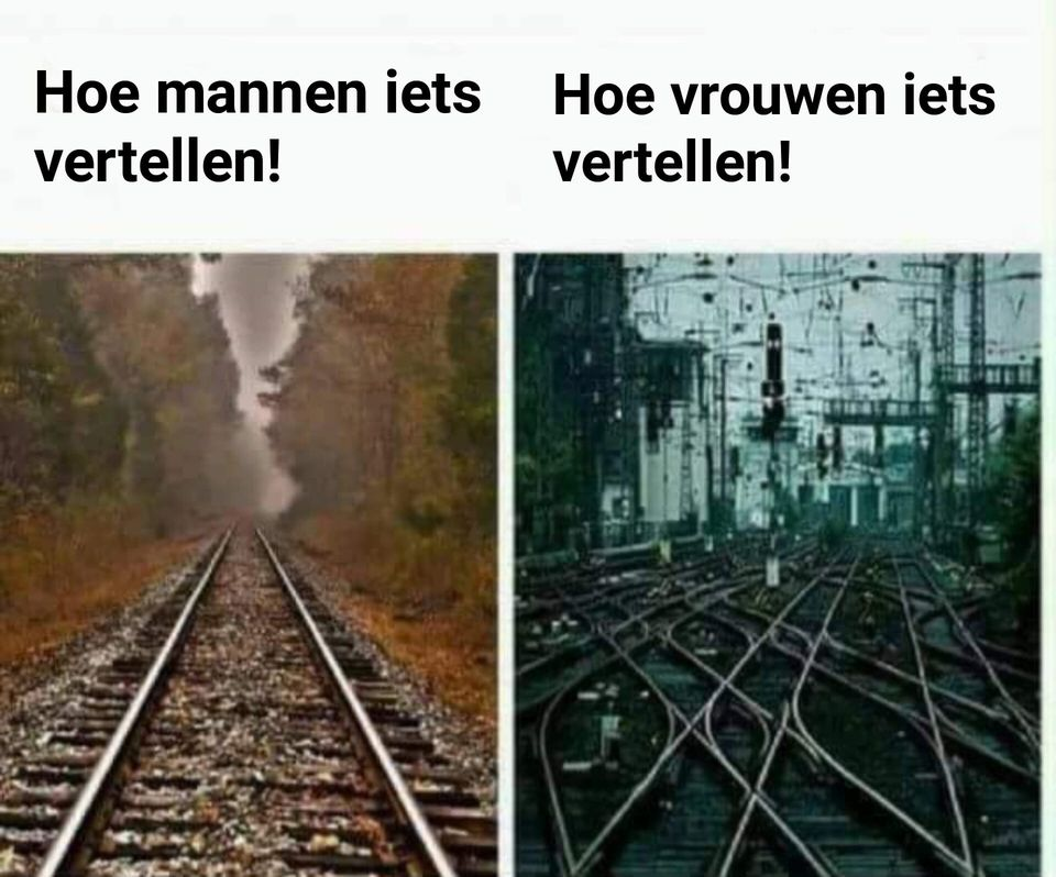 Ное manner iets vertellen! Hoe vrouwen iets vertellen!