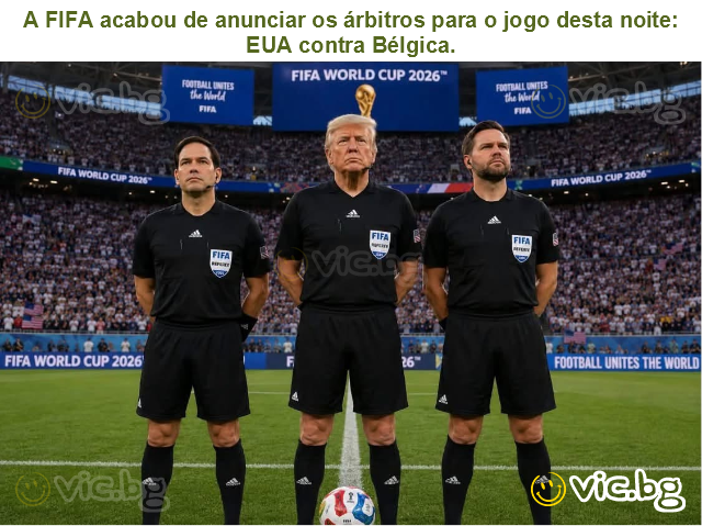 A FIFA acabou de anunciar os árbitros para o jogo desta noite: EUA contra Bélgica.