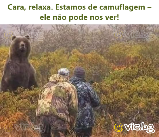 Cara, relaxa. Estamos de camuflagem – ele não pode nos ver!