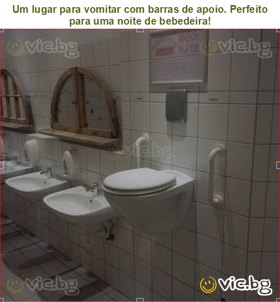 Um lugar para vomitar com barras de apoio. Perfeito para uma noite de bebedeira!