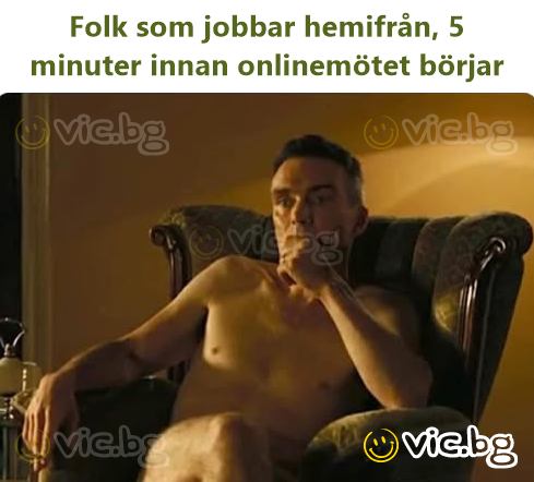 Folk som jobbar hemifrån, 5 minuter innan onlinemötet börjar