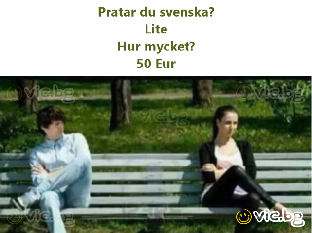 Pratar du svenska? Lite Hur mycket? 50 Eur