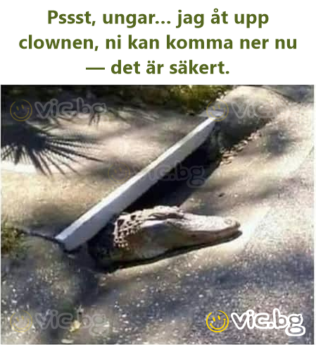 Pssst, ungar… jag åt upp clownen, ni kan komma ner nu — det är säkert.