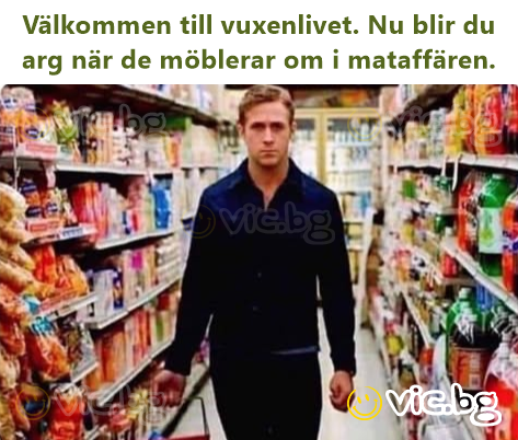 Välkommen till vuxenlivet. Nu blir du arg när de möblerar om i mataffären.