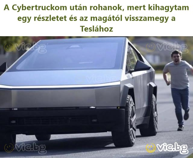 A Cybertruckom után rohanok, mert kihagytam egy részletet és az magától visszamegy a Teslához