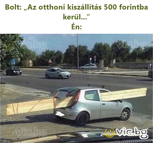 Bolt: „Az otthoni kiszállítás 500 forintba kerül...”  Én: