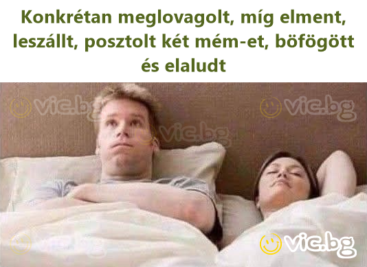 Konkrétan meglovagolt, míg elment, leszállt, posztolt két mém-et, böfögött és elaludt
