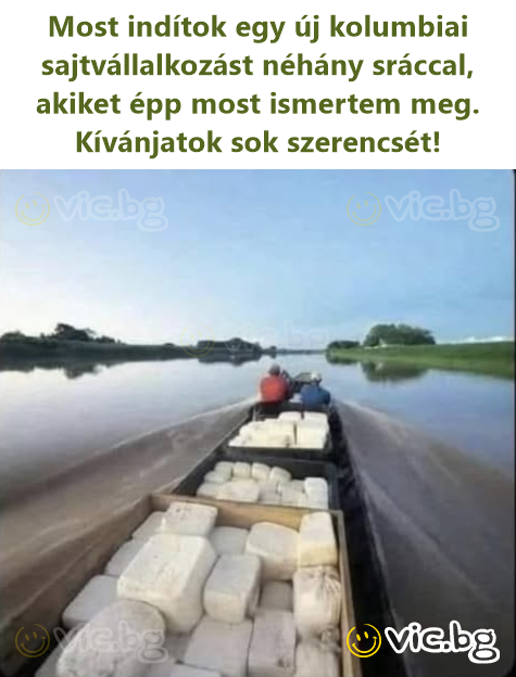 Most indítok egy új kolumbiai sajtvállalkozást néhány sráccal, akiket épp most ismertem meg. Kívánjatok sok szerencsét!