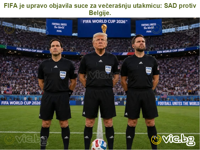 FIFA je upravo objavila suce za večerašnju utakmicu: SAD protiv Belgije.