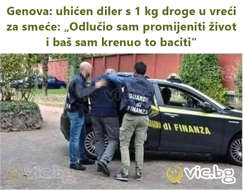 Genova: uhićen diler s 1 kg droge u vreći za smeće: „Odlučio sam promijeniti život i baš sam krenuo to baciti“
