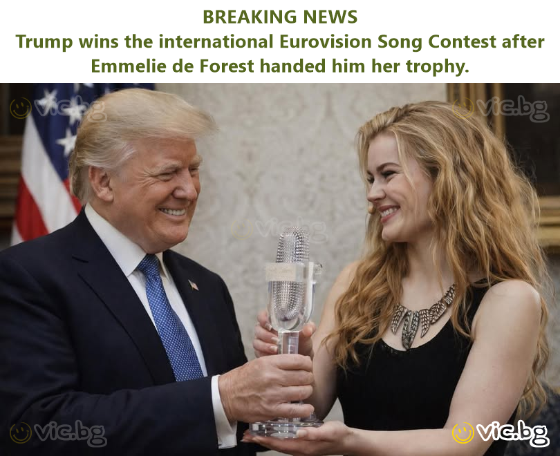 IZVANREDNE VIJESTI Trump osvaja međunarodnu Euroviziju, nakon što mu je Emmelie de Forest uručila svoj trofej.
