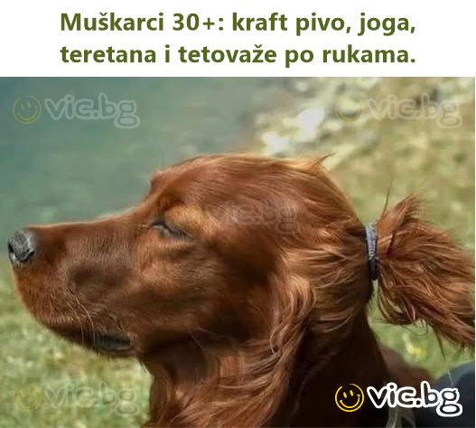 Muškarci 30+: kraft pivo, joga, teretana i tetovaže po rukama.