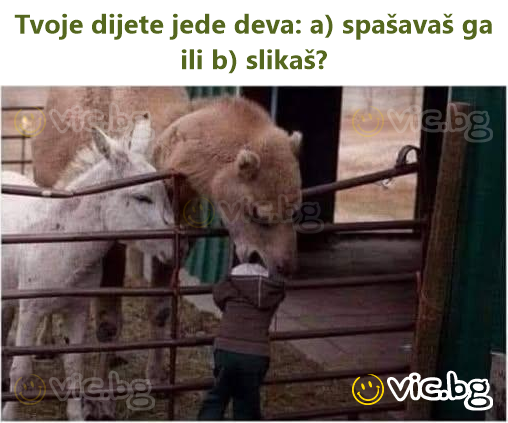 Tvoje dijete jede deva: a) spašavaš ga ili b) slikaš?