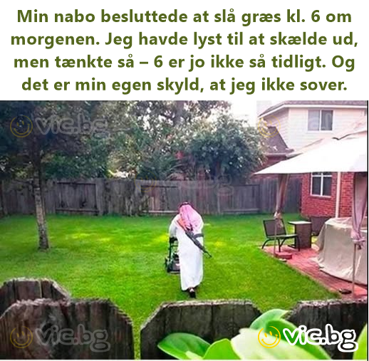 Min nabo besluttede at slå græs kl. 6 om morgenen. Jeg havde lyst til at skælde ud, men tænkte så – 6 er jo ikke så tidligt. Og det er min egen skyld, at jeg ikke sover.