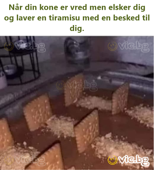 Når din kone er vred men elsker dig og laver en tiramisu med en besked til dig.