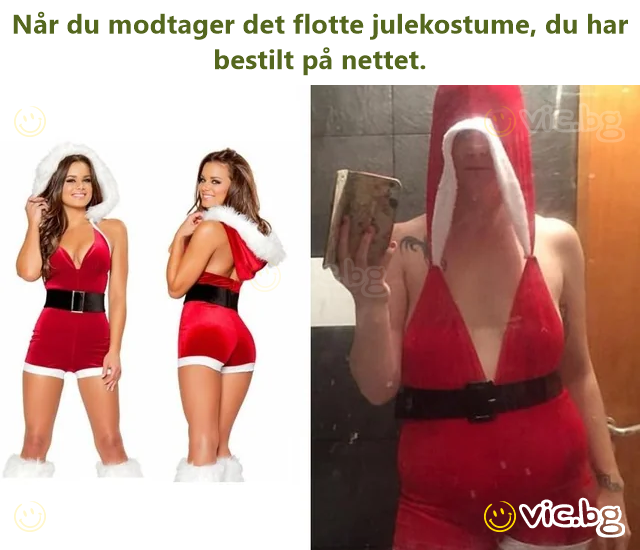 Når du modtager det flotte julekostume, du har bestilt på nettet.
