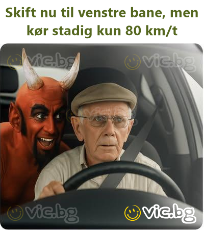 Skift nu til venstre bane, men kør stadig kun 80 km/t