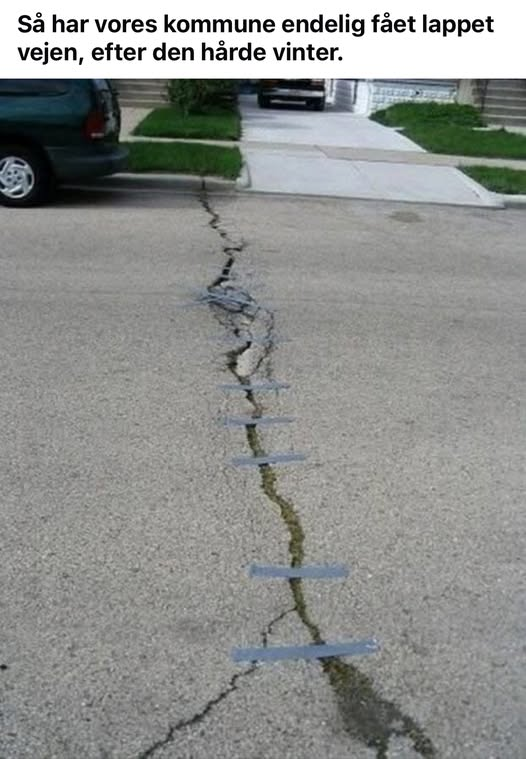 Så har vores kommune endelig fået lappet vejen, efter den hårde vinter.