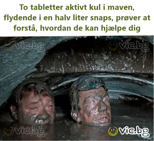 To tabletter aktivt kul i maven, flydende i en halv liter snaps, prøver at forstå, hvordan de kan hjælpe dig