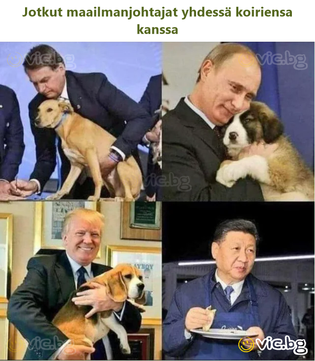 Jotkut maailmanjohtajat yhdessä koiriensa kanssa