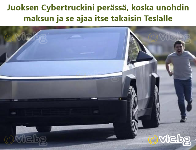Juoksen Cybertruckini perässä, koska unohdin maksun ja se ajaa itse takaisin Teslalle