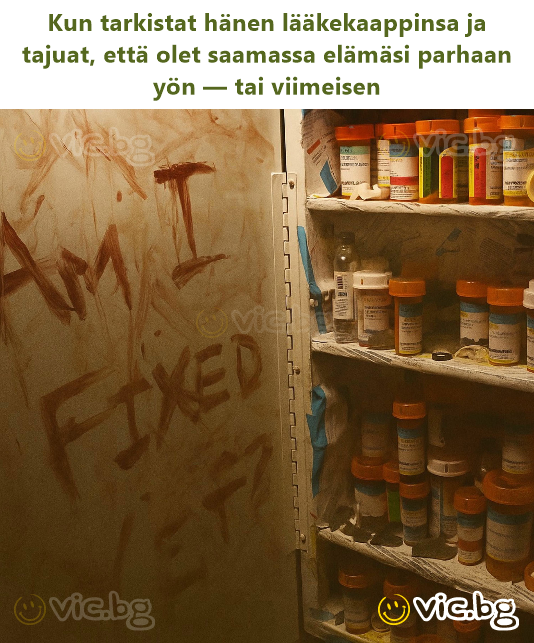 Kun tarkistat hänen lääkekaappinsa ja tajuat, että olet saamassa elämäsi parhaan yön — tai viimeisen