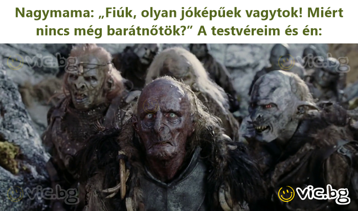 Nagymama: „Fiúk, olyan jóképűek vagytok! Miért nincs még barátnőtök?” A testvéreim és én: