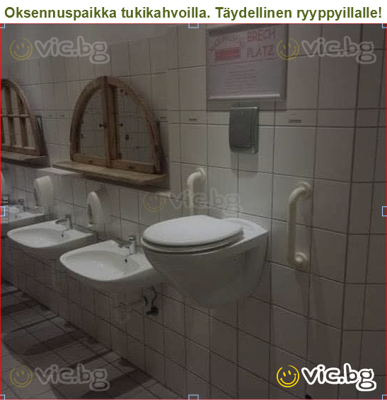 Oksennuspaikka tukikahvoilla. Täydellinen ryyppyillalle!