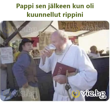 Pappi sen jälkeen kun oli kuunnellut rippini