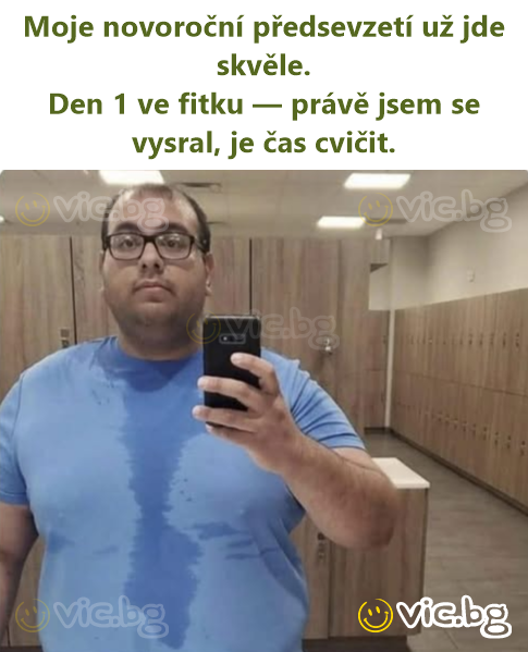 Moje novoroční předsevzetí už jde skvěle. Den 1 ve fitku — právě jsem se vysral, je čas cvičit.