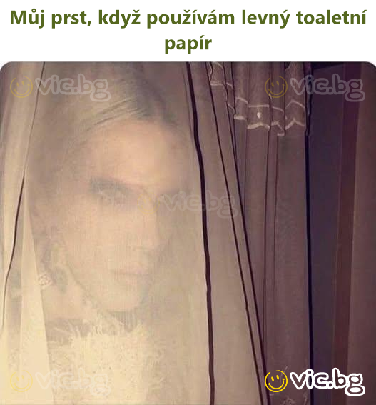 Můj prst, když používám levný toaletní papír