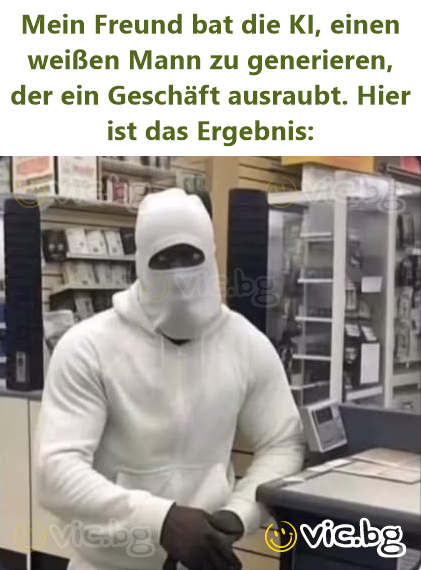 Můj přítel požádal AI, aby vygenerovala bílého muže, který přepadá obchod. Zde je výsledek: