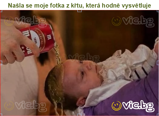 Našla se moje fotka z křtu, která hodně vysvětluje