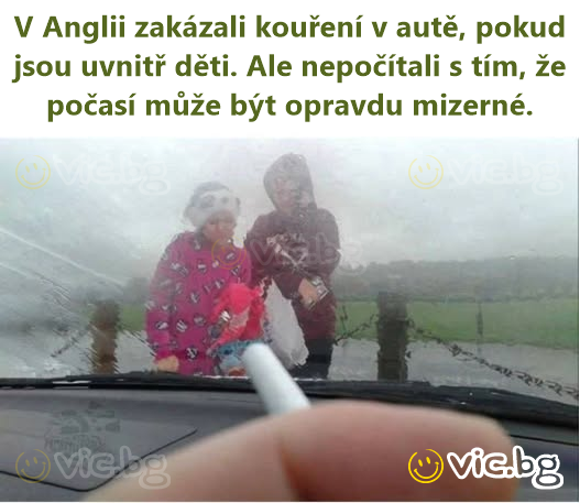 V Anglii zakázali kouření v autě, pokud jsou uvnitř děti. Ale nepočítali s tím, že počasí může být opravdu mizerné.