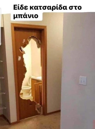 Είδε κατσαρίδα στο μπάνιο.  Μάλλον φοβήθηκε λίγο.