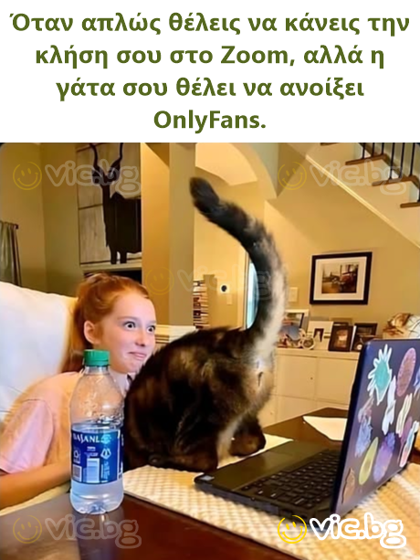 Όταν απλώς θέλεις να κάνεις την κλήση σου στο Zoom, αλλά η γάτα σου θέλει να ανοίξει OnlyFans.