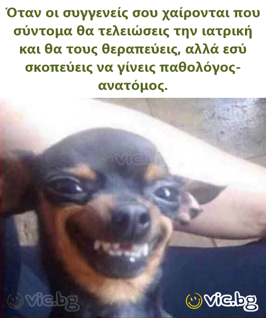 Όταν οι συγγενείς σου χαίρονται που σύντομα θα τελειώσεις την ιατρική και θα τους θεραπεύεις, αλλά εσύ σκοπεύεις να γίνεις παθολόγος-ανατόμος.